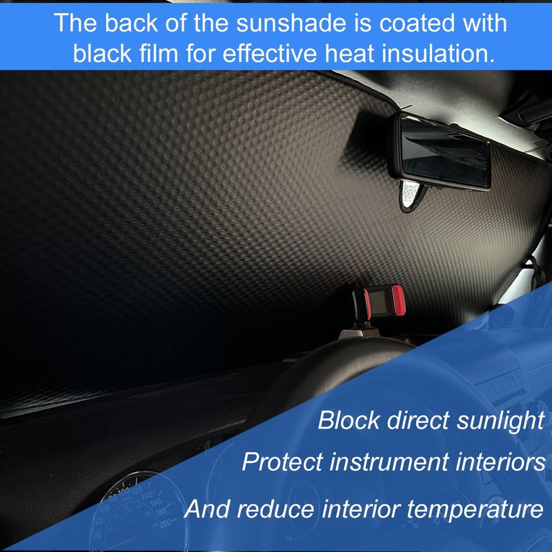ROMASO Windshield Sun Shade for Jeep Wrangler JK JKU JL JLU1997-2024 Window Sun Visor for UV Rays & Heat Protection Duck Windshield Sunshade - Image 5